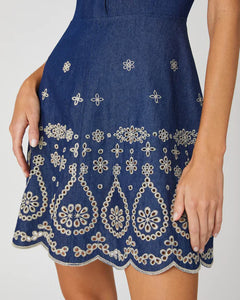 Shoshanna Ellena Dress - Denim/Ivory