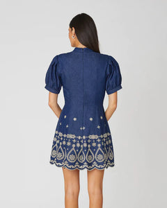 Shoshanna Ellena Dress - Denim/Ivory