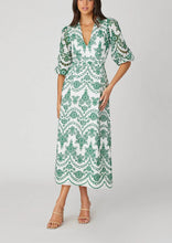 Load image into Gallery viewer, Shoshanna Glenda Dress - Emerald/Ivory