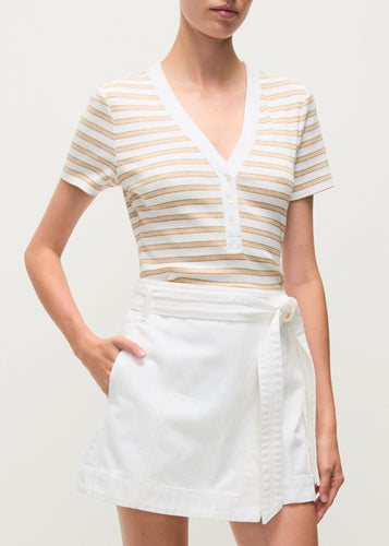 Veronica Beard Dekalb Top - Khaki/White
