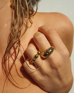LUV AJ Oversized Ball Chain Ring - Gold or Silver