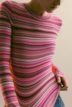 Load image into Gallery viewer, Pistola Madison Long Sleeve Crew Neck Sweater - Pink Brown Multi Stripe