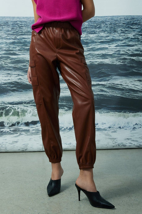 Melissa Nepton Malo Faux Leather Jogger - Rich Brown