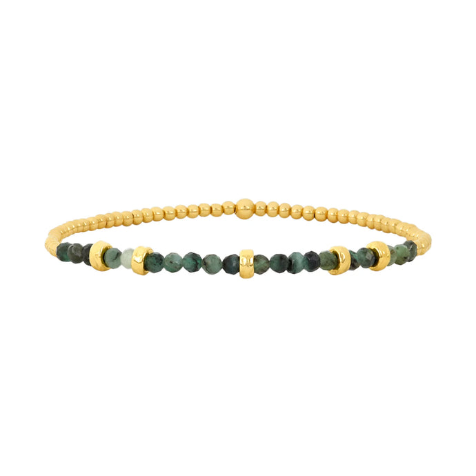 Karen Lazar 2MM Yellow Gold Bracelet - Emerald & Rondelle