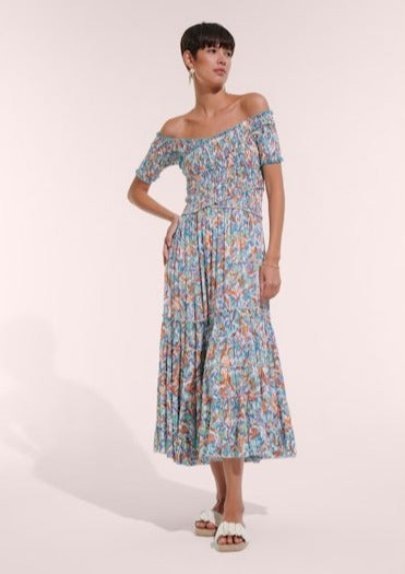 Poupette St. Barth Long Dress Soledad - Aqua Shadow