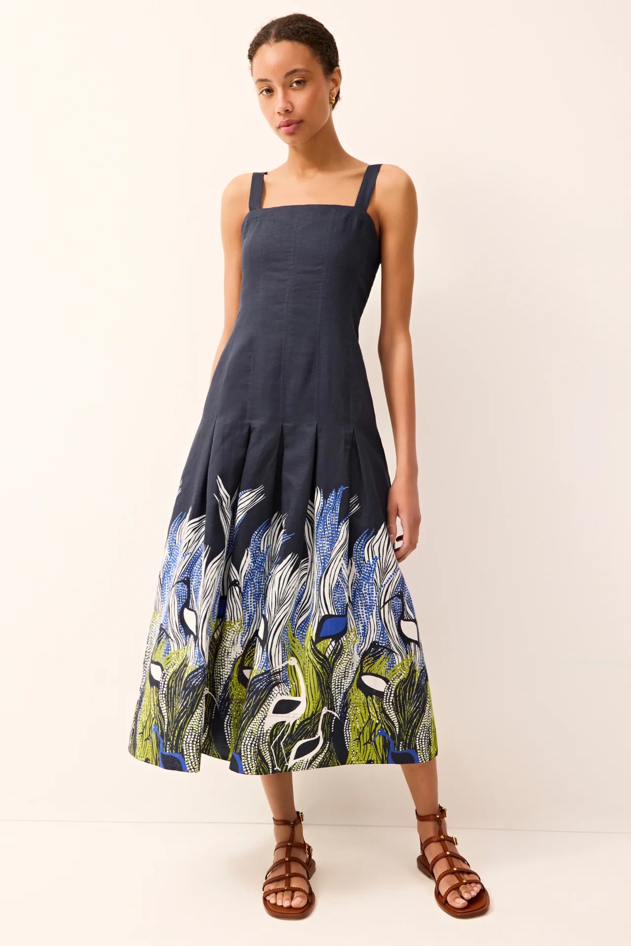 green emerald velvet dress Rain Midi Dress-Dark Navy 0