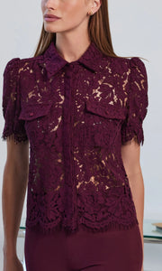 Generation Love Mina Lace Shirt - Malbec