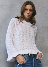 Load image into Gallery viewer, Autumn Cashmere Pointelle Ruffle Edge Crew - Bleach White
