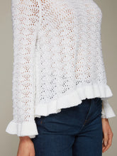 Load image into Gallery viewer, Autumn Cashmere Pointelle Ruffle Edge Crew - Bleach White