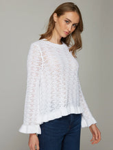 Load image into Gallery viewer, Autumn Cashmere Pointelle Ruffle Edge Crew - Bleach White