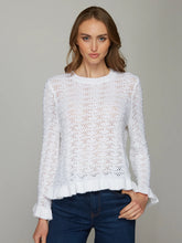 Load image into Gallery viewer, Autumn Cashmere Pointelle Ruffle Edge Crew - Bleach White