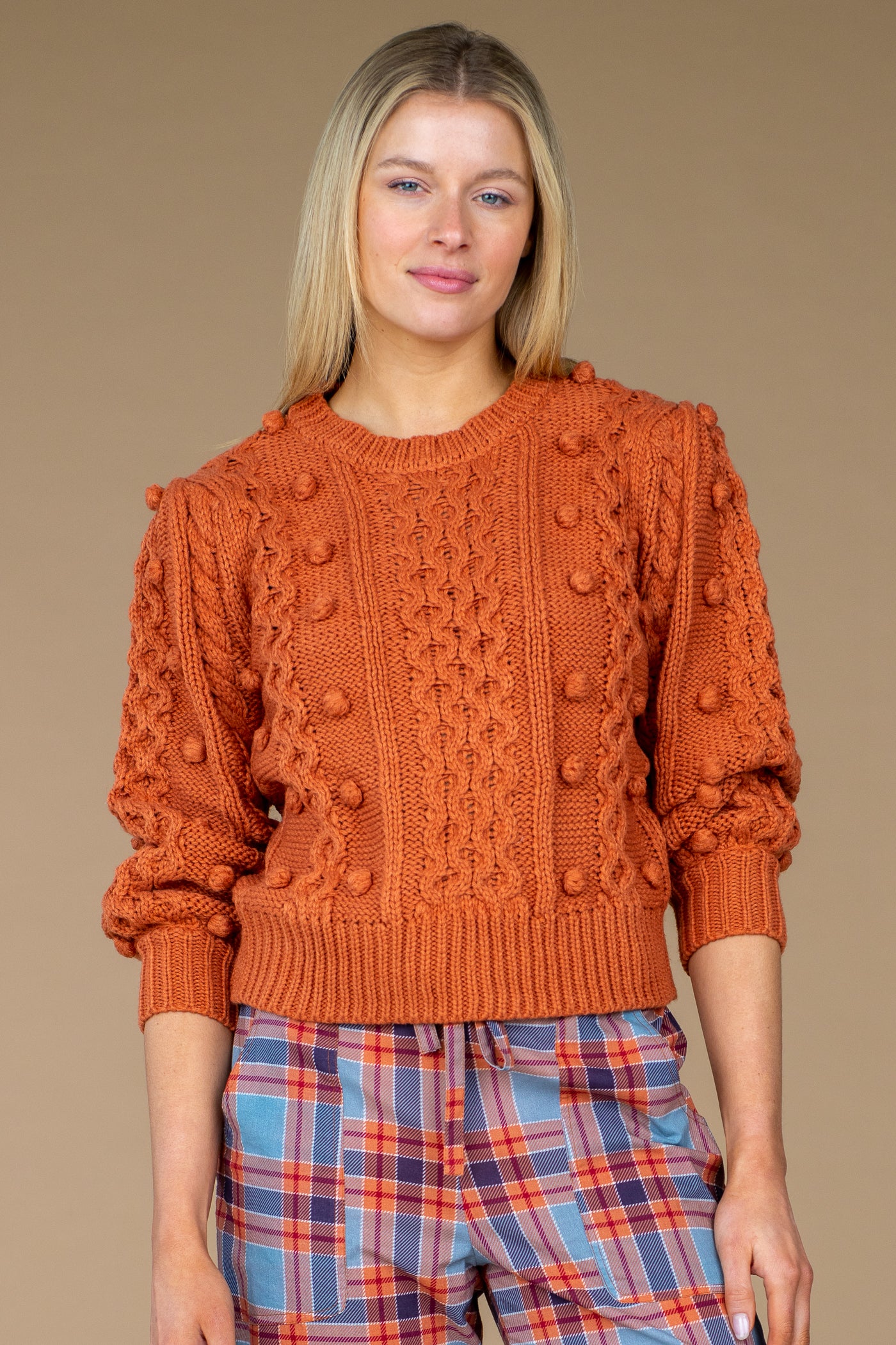 Elizabeth James the Label Poppy Bubble Knit Sweater - Orange