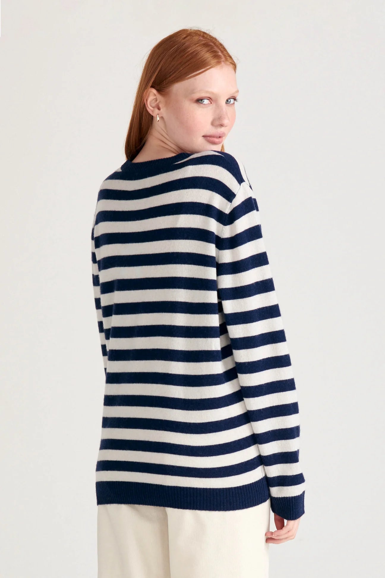 Jumper 1234 Stripe Love Crew Navy White 1 XS