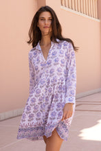 Load image into Gallery viewer, OLIPHANT Long Sleeve Shirt Dress Mini - Portofino Aqua