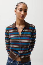 Load image into Gallery viewer, Pistola Lyvia Merino Polo Cardigan - Tealwood Stripe