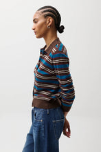 Load image into Gallery viewer, Pistola Lyvia Merino Polo Cardigan - Tealwood Stripe