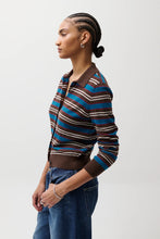 Load image into Gallery viewer, Pistola Lyvia Merino Polo Cardigan - Tealwood Stripe