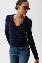 Load image into Gallery viewer, Pistola Shana Long Sleeve Cable Embroidered Sweater - Soft Night
