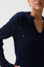 Load image into Gallery viewer, Pistola Shana Long Sleeve Cable Embroidered Sweater - Soft Night