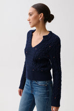 Load image into Gallery viewer, Pistola Shana Long Sleeve Cable Embroidered Sweater - Soft Night