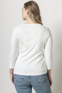 Lilla P 3/4 Sleeve V-Neck - White