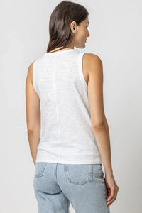 Lilla P Back Seam Tank - White