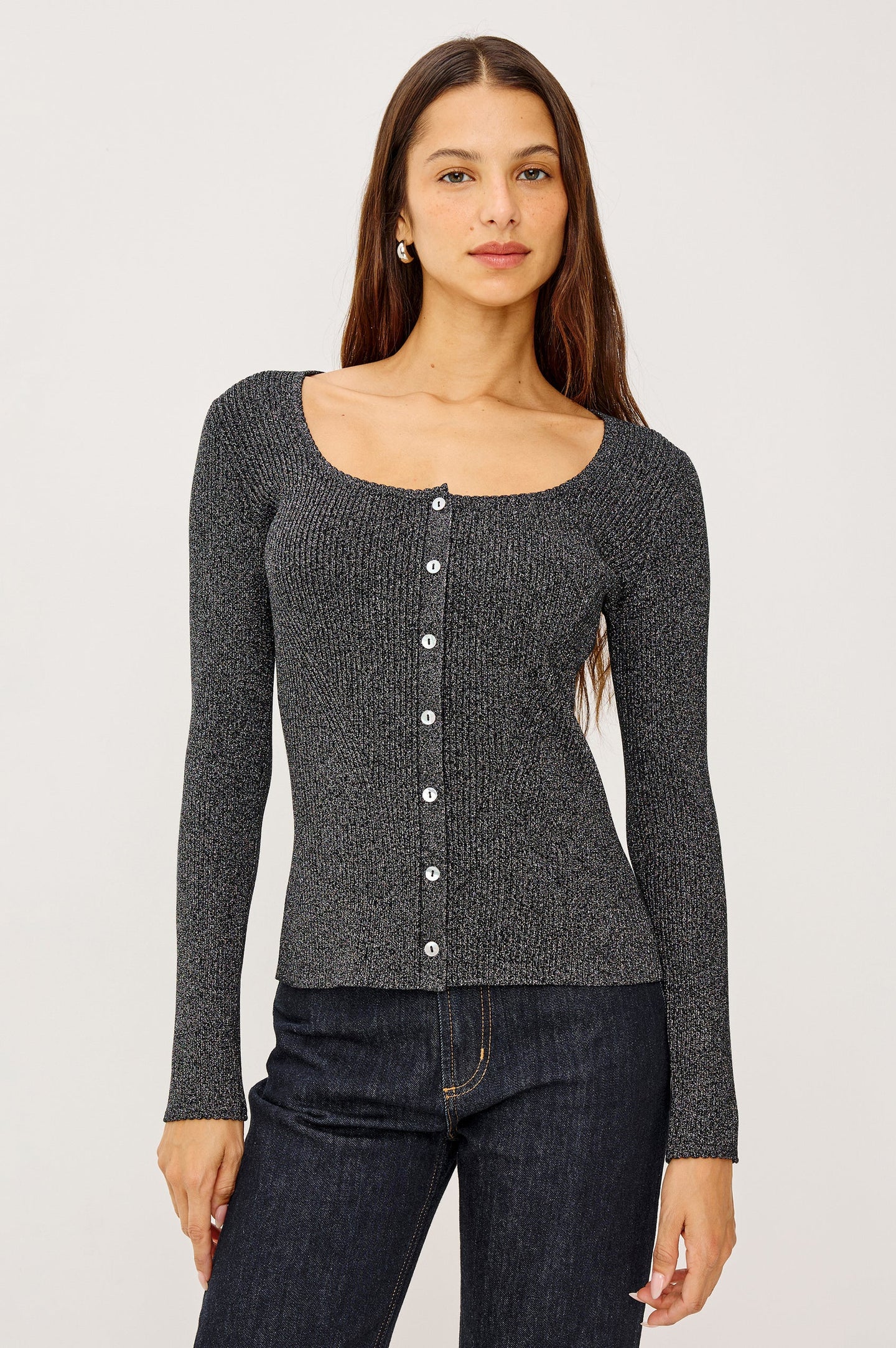 Rails Paulina Sweater - Gunmetal Lurex