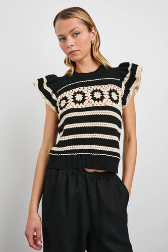 Rails Penelope Top - Black Ivory Stripe