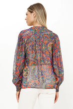 Load image into Gallery viewer, OLIPHANT V-Neck Pintuck Blouse - Persia Cobalt