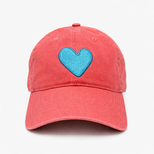 Load image into Gallery viewer, Kerri Rosenthal KR Imperfect Heart Hat - Poppy Red-Denim Blue