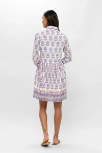 OLIPHANT Long Sleeve Shirt Dress Mini - Portofino Aqua