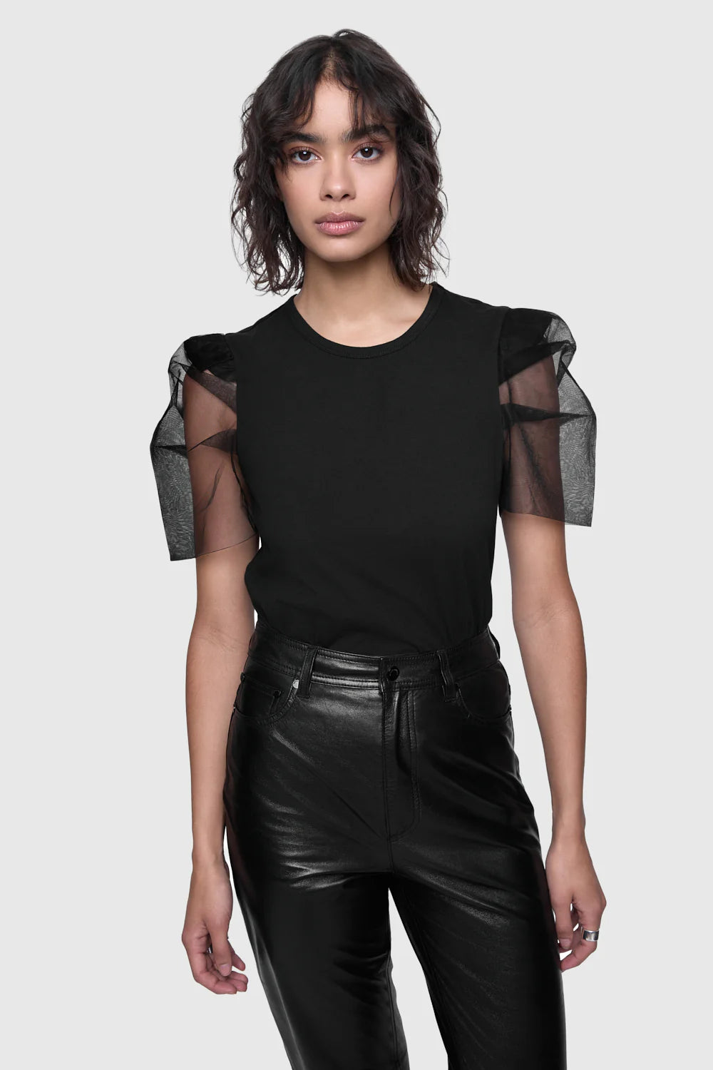 Rebecca Minkoff Ada Mesh Sleeve Tee - True Black