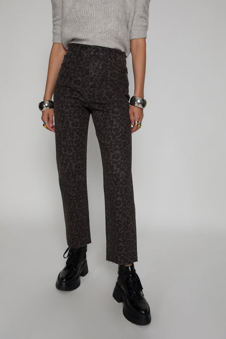 Rebecca Minkoff Ezra Printed Denim - Grey Leopard