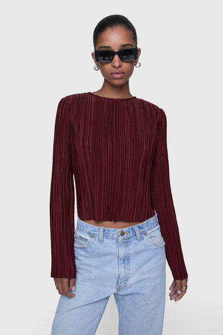 Rebecca Minkoff Calista Pleated Top - Lacquer