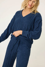 Load image into Gallery viewer, P.J. Salvage Chenille Cozy Cable Lounge V-Neck Sweater - Midnight