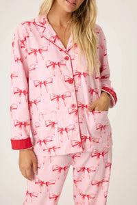 P.J. Salvage Ribbons & Bows Flannel PJ Set - Candy Pink