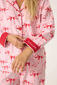 P.J. Salvage Ribbons & Bows Flannel PJ Set - Candy Pink