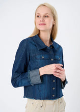 Load image into Gallery viewer, Marrakech Charleston Denim Frayed Edge Corset Jacket - Dark Wash