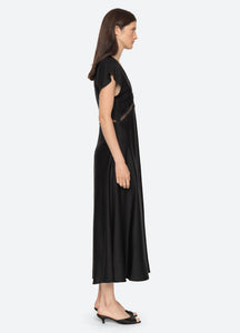 Sea Noa Satin V-Neck Maxi Dress - 2 Colors