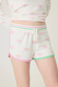 P.J. Salvage Peachy Party Pickleball Shorts - Ivory