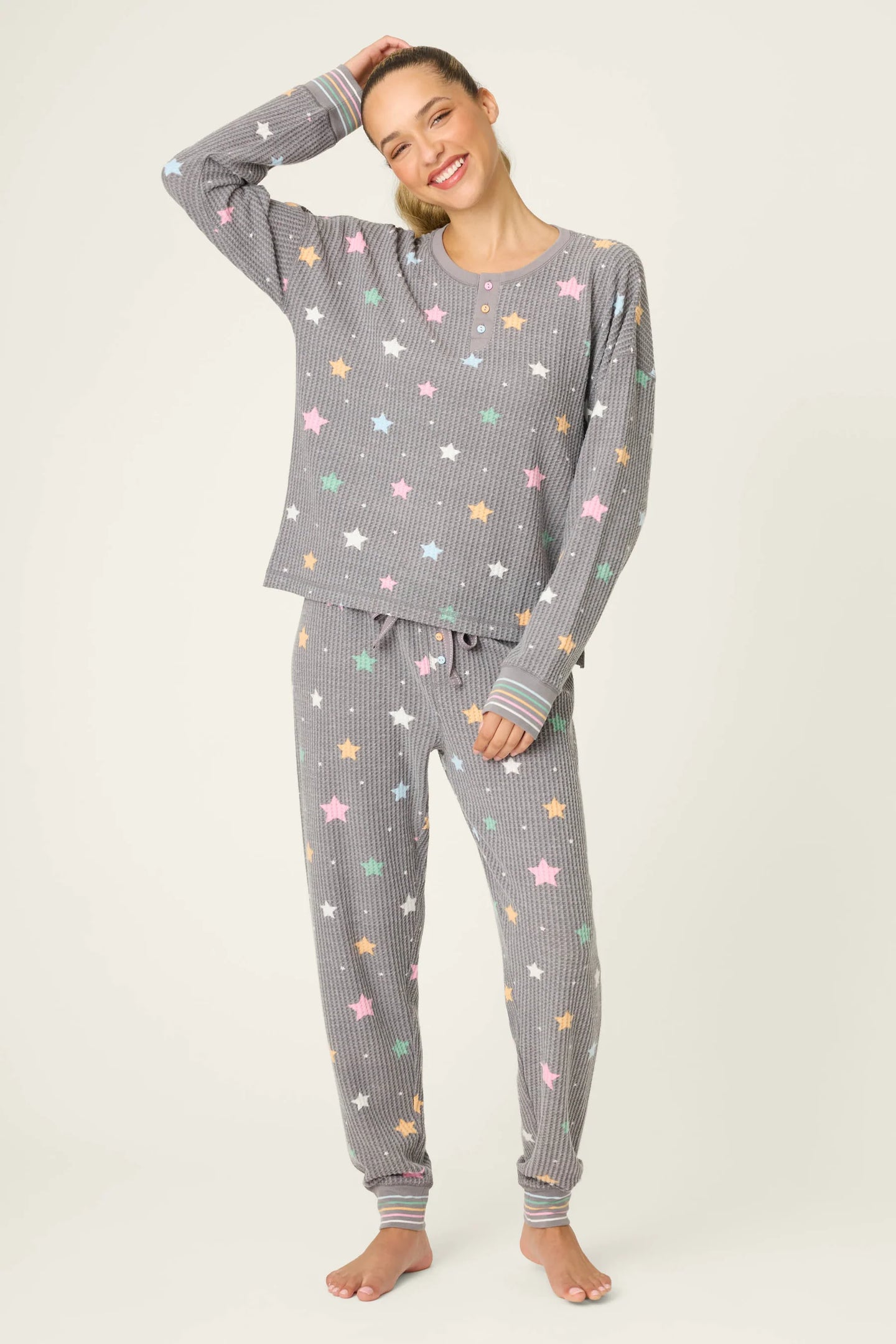 P.J. Salvage Ski Jammie Classics Mountain Dreams Print PJ Set - Charcoal