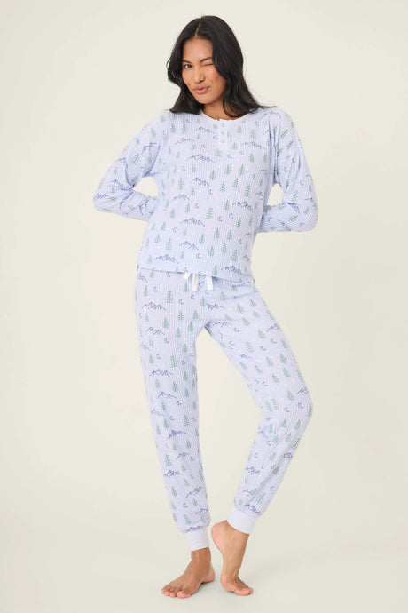 P.J. Salvage Ski Jammie Classics Mountain Dreams Print PJ Set - Periwinkle