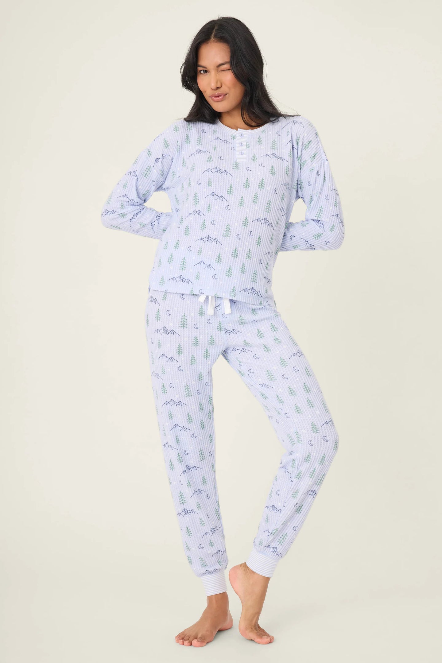 P.J. Salvage Ski Jammie Classics Mountain Dreams Print PJ Set - Periwinkle