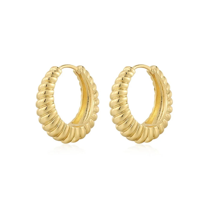 LUV AJ The Ridged Marbella Hoops - Gold