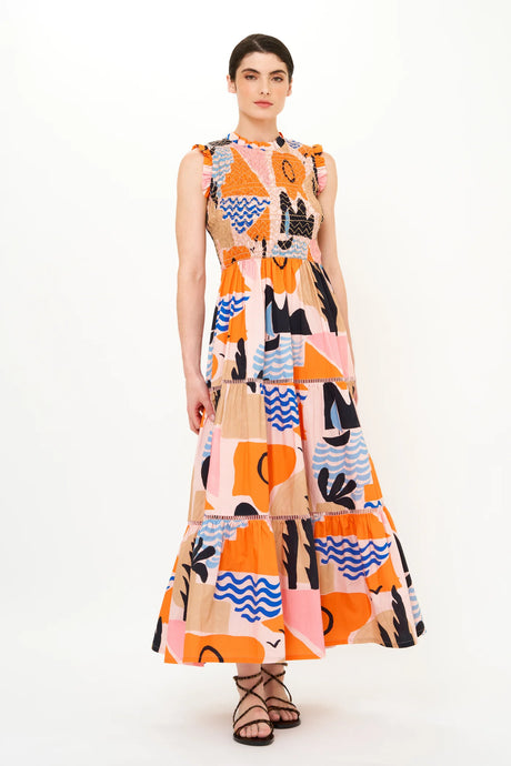 OLIPHANT Sleeveless Smocked Maxi - Riviera Orange