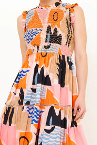OLIPHANT Sleeveless Smocked Maxi - Riviera Orange