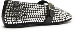 SCHUTZ Eiza Studs Suede Flat - Black