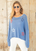 Load image into Gallery viewer, Wooden Ships American Star Cotton Crew - Cornish Blue Multi