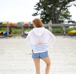 Wooden Ships Sunrise Zip Hoodie Cotton - Breaker White Striped