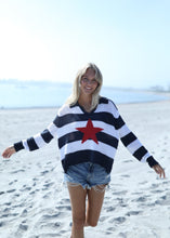 Load image into Gallery viewer, Wooden Ships Star L/S Polo Cotton - Darkest Indigo/White/Red